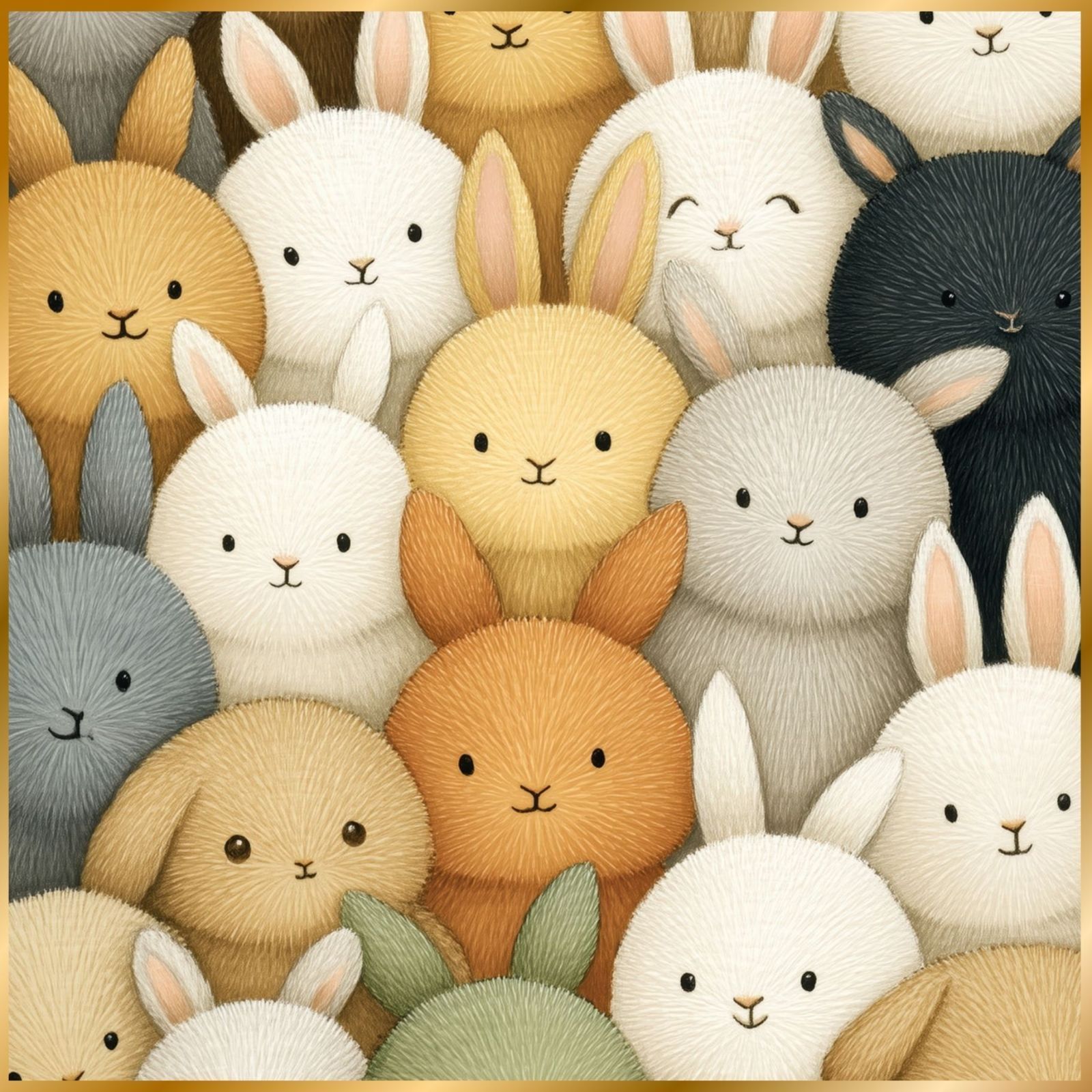 101匹のうさぎちゃん うさぎ ウサギ 兎 うさぎの絵 うさぎのイラスト かわいい 癒し系 ミニマリスト ミニマリズム シンプル インテリアアート ペットロス 記念日 アートポスター ギフト プレゼント