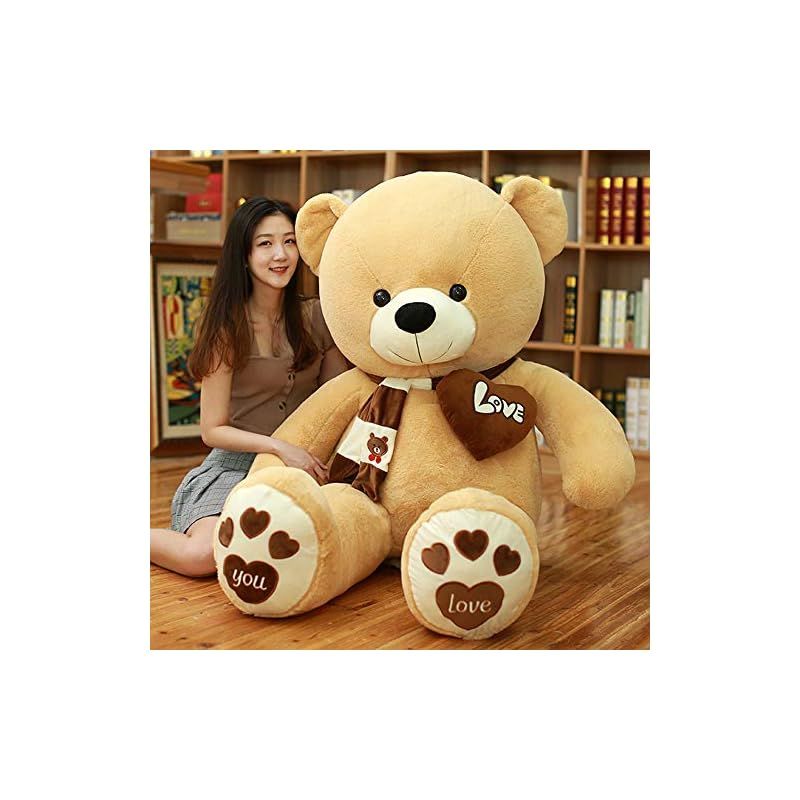 AMIRA TOYS ぬいぐるみ 大きい くま テディベア クマ teddy bear マフラー付き 熊 縫い包み 動物 抱き枕 くまのぬいぐるみお祝い ふわふわ ライトブラウン 140cm 0