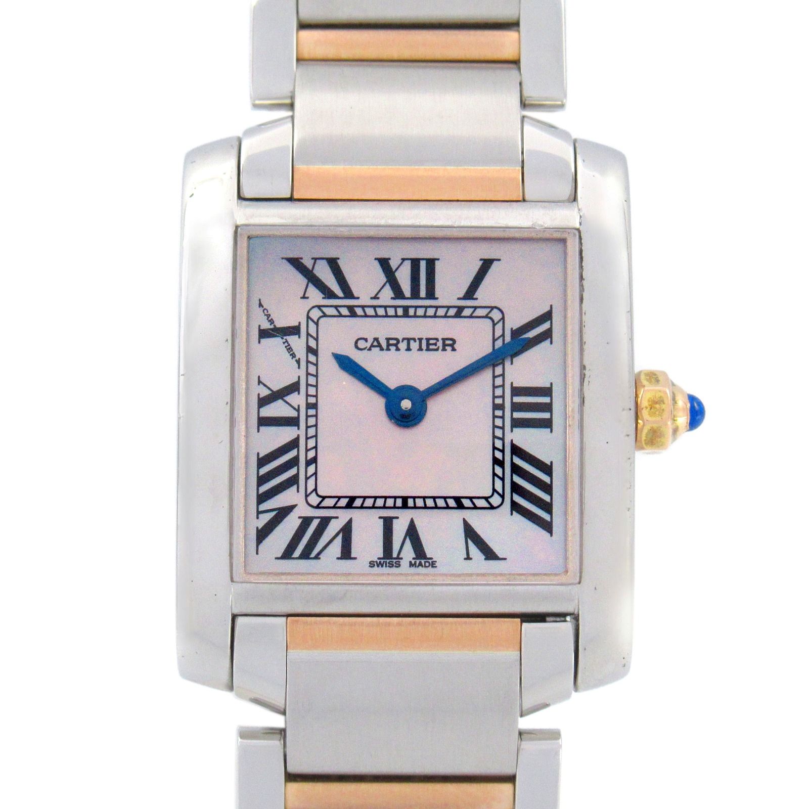 カルティエ CARTIER 腕時計 タンクフランセーズSM W51027Q4 ピンクシェル K18PG（ピンクゴールド） ステンレススチール タンクフランセーズSM レディース Used A
