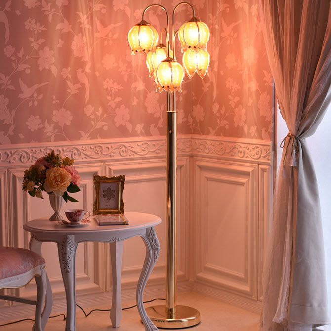 新品】イスクージ フロアランプ スタンドランプ ゴールド ピンク 金