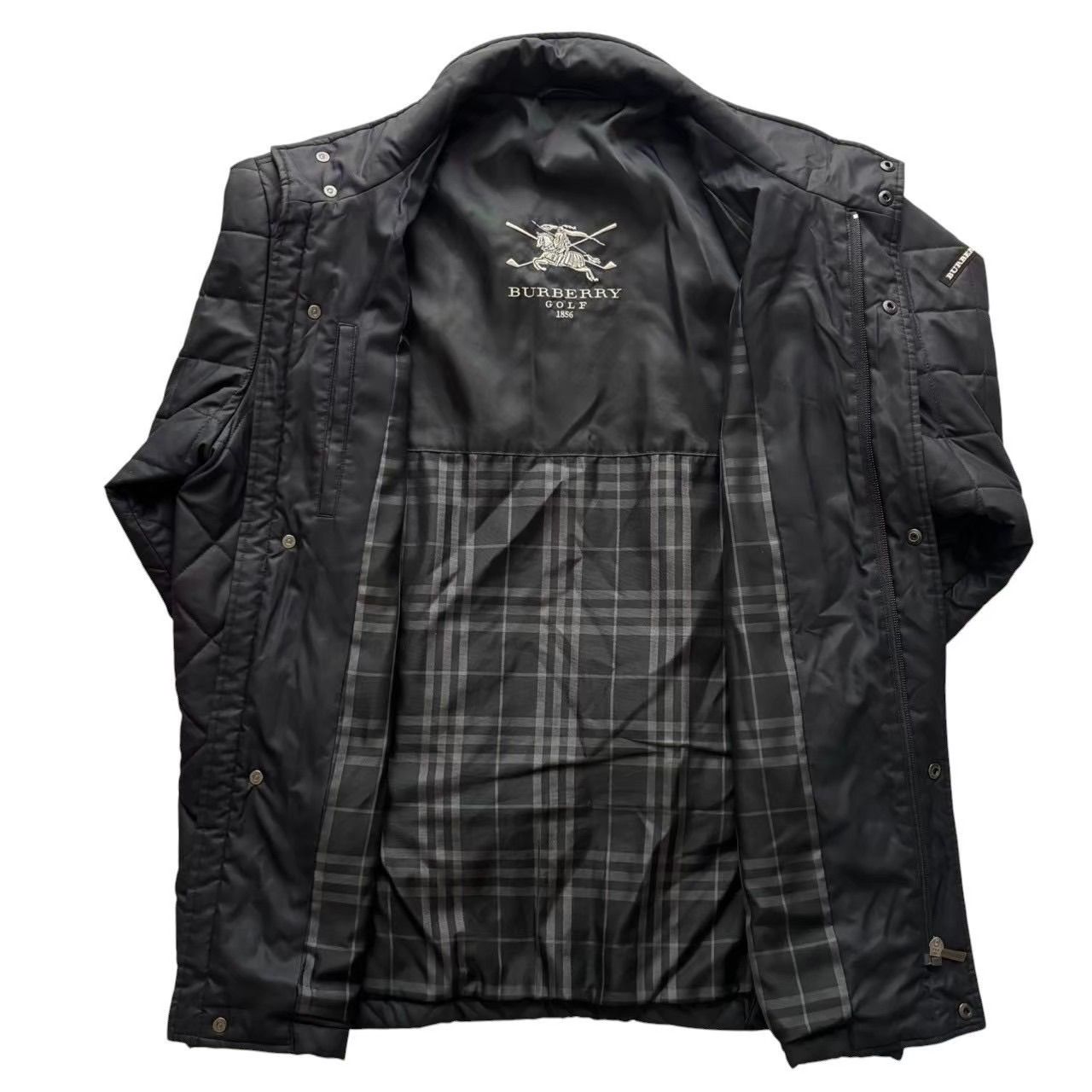 BURBERRY バーバリーゴルフ キルティングジャケット 黒 ステンカラー
