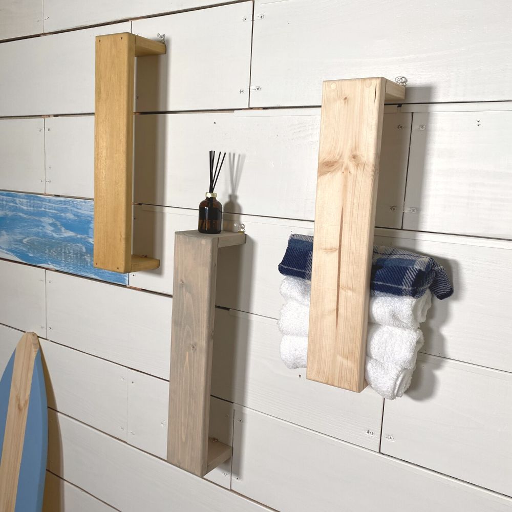 タオルストッカー 壁掛け タオルハンガー バスタオル 収納 ラック 木製