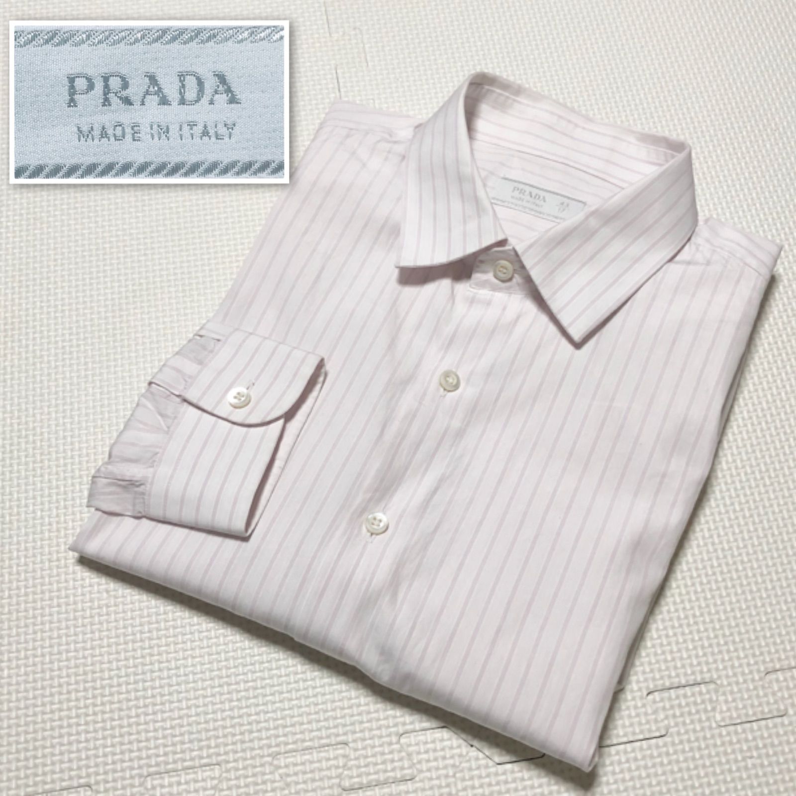 美品✨PRADA プラダ ストライプ ワイシャツ 長袖 ドレスシャツ □美品□希少□PRADA プラダ ワイシャツ ドレスシャツ 長袖