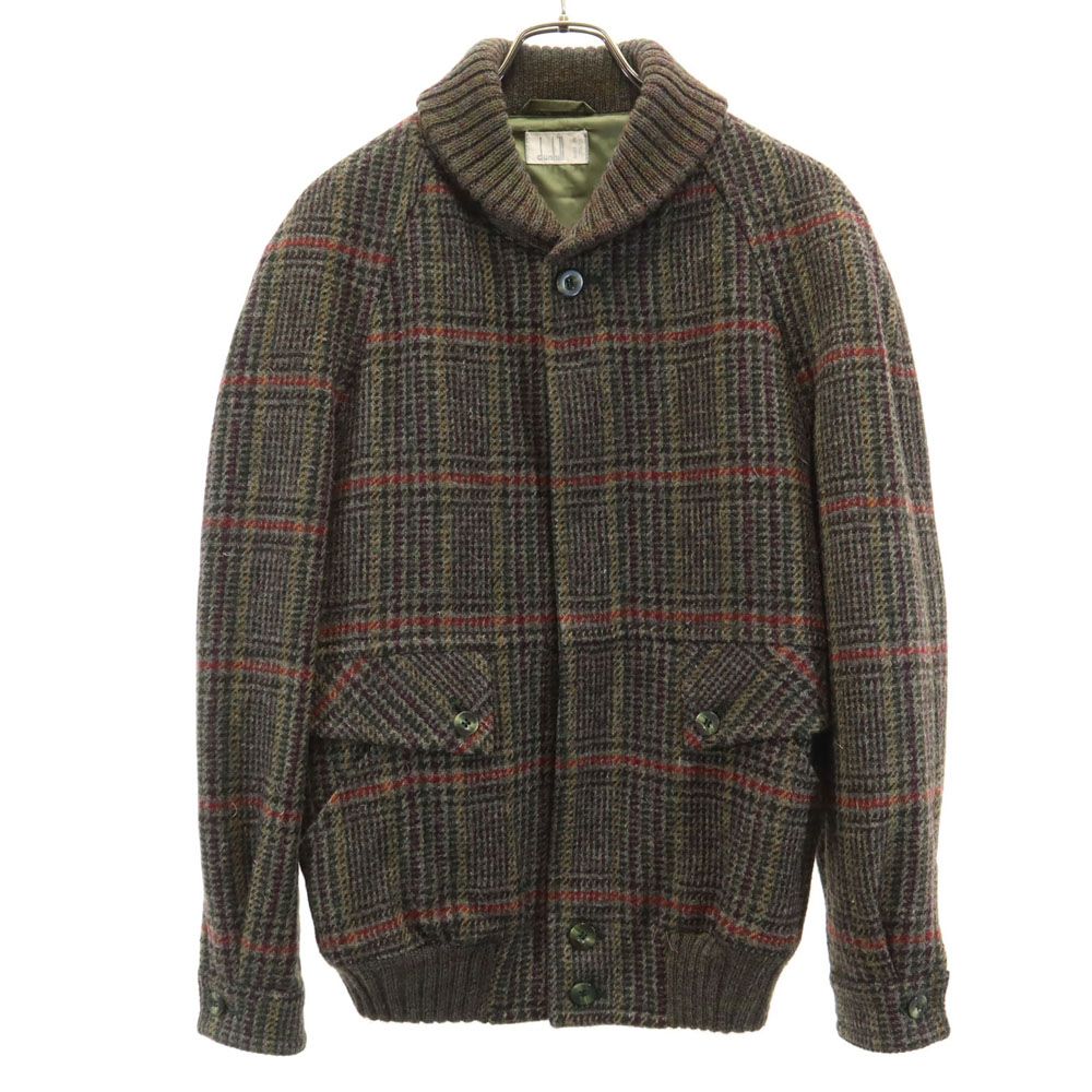 Dunhill ダンヒル 80s ヴィンテージ イタリア製 ウールブレンド 総柄 ショールカラー ブルゾン XS メンズ 古着