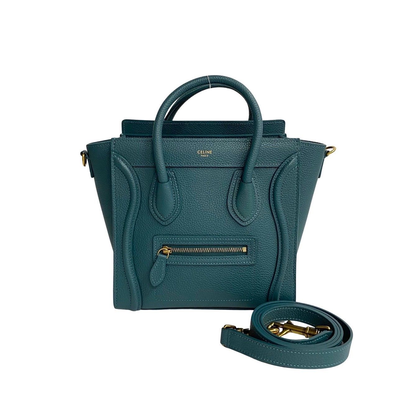 未使用保管品 保存袋付 CELINE セリーヌ ラゲージ ナノ ロゴ レザー 本 