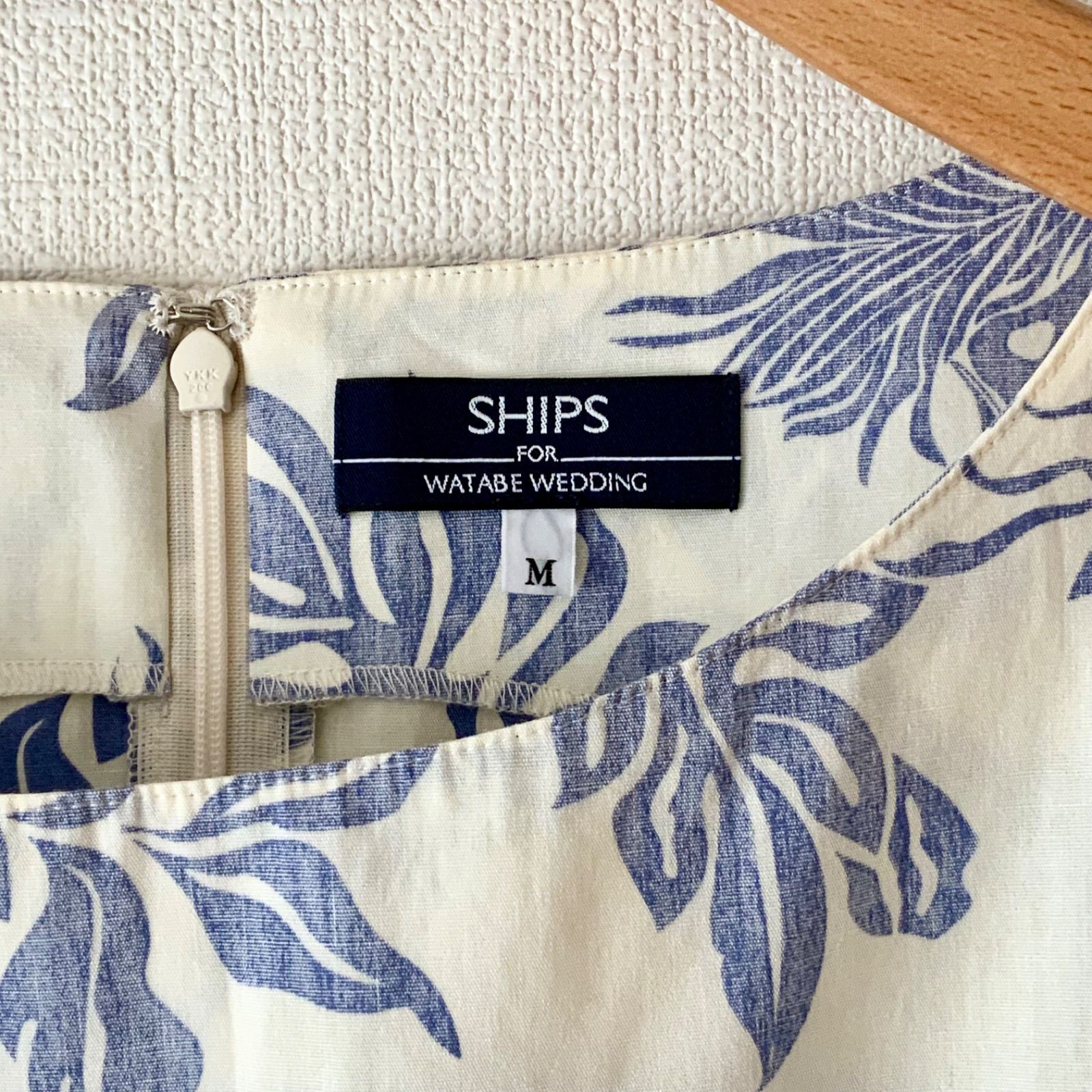 美品 SHIPSシップス ワタベウェディング ワンピース ブレッドフルーツ柄 L 美品 SHIPSシップス ワタベウェディング ワンピース ブレッド