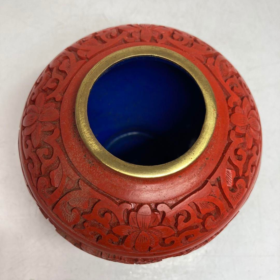 中国美術 七宝 卸売 堆朱 花入 高さ約11.5㎝ 東さ5-0627④ 中国美術