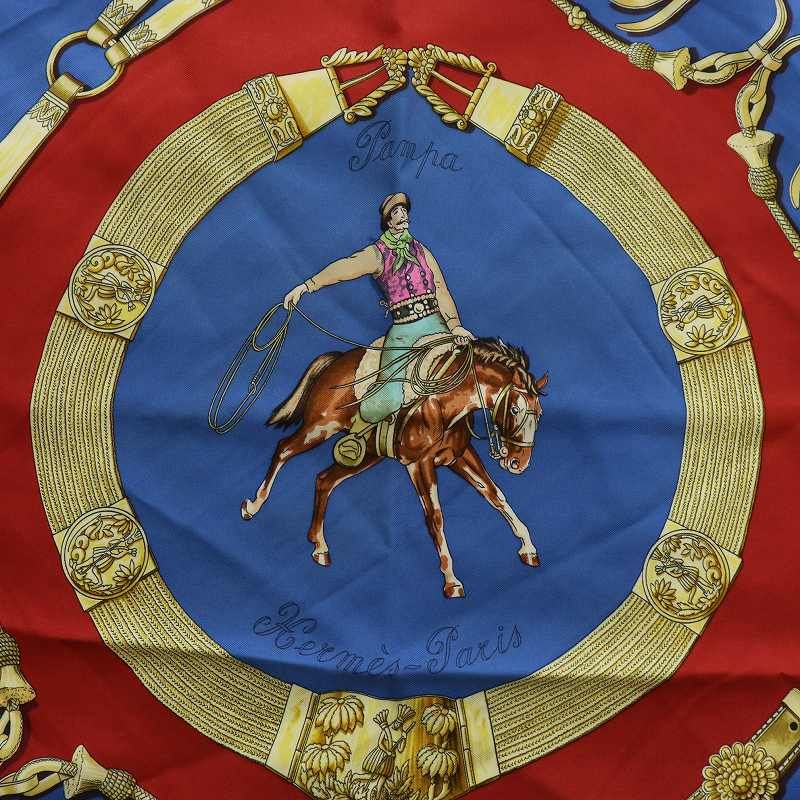 極美品エルメス カレ90 プリセ プリーツ 大空の狂気 気球柄 ピンク系