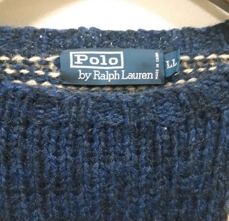 Polo Ralph Lauren ハンドニット　スターニット 希少 90s ラルフローレン ワンスター ハンドニット セーター 紺