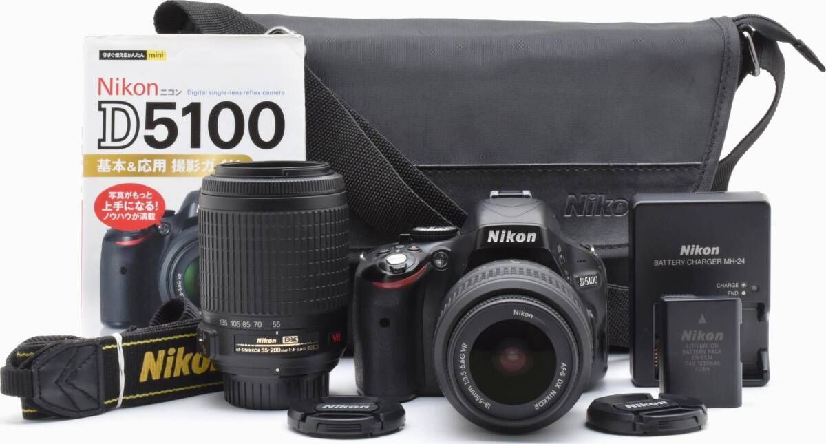 H13[6843]☆美品☆ ニコン Nikon D5100 ボディ ダブルズーム
