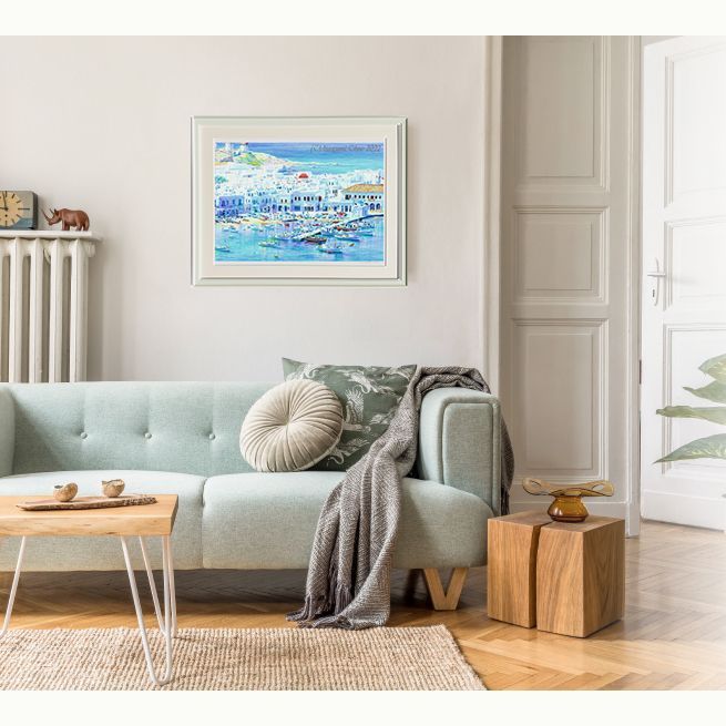 ミコノス島ギリシャエーゲ海ヨーロッパ地中海絵画版画 水彩画額縁