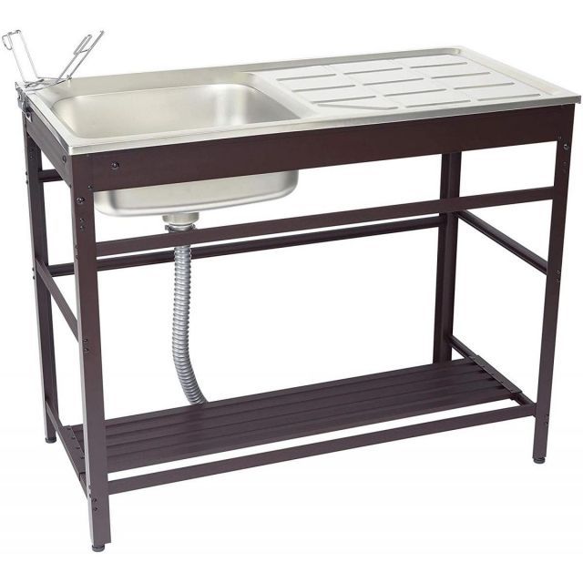 グリーンライフ GREEN LIFE 流し台 ブラウン 奥行50.5×高さ80×幅100cm アルミ作業スペース付き AND-100