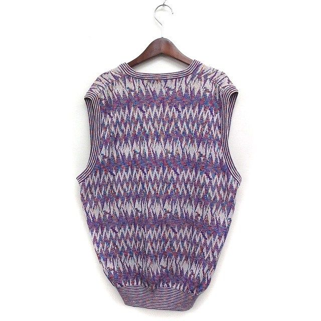 ミッソーニ MISSONI CLUB ニット ベスト 柄 Vネック リネン 麻