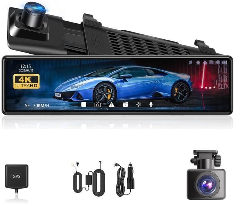 ドライブレコーダー ミラー型 4K画質 12インチ 前後 2カメラ GPS ドライブレコーダー ミラー型 4K画質 12インチ 前後 2カメラ GPS
