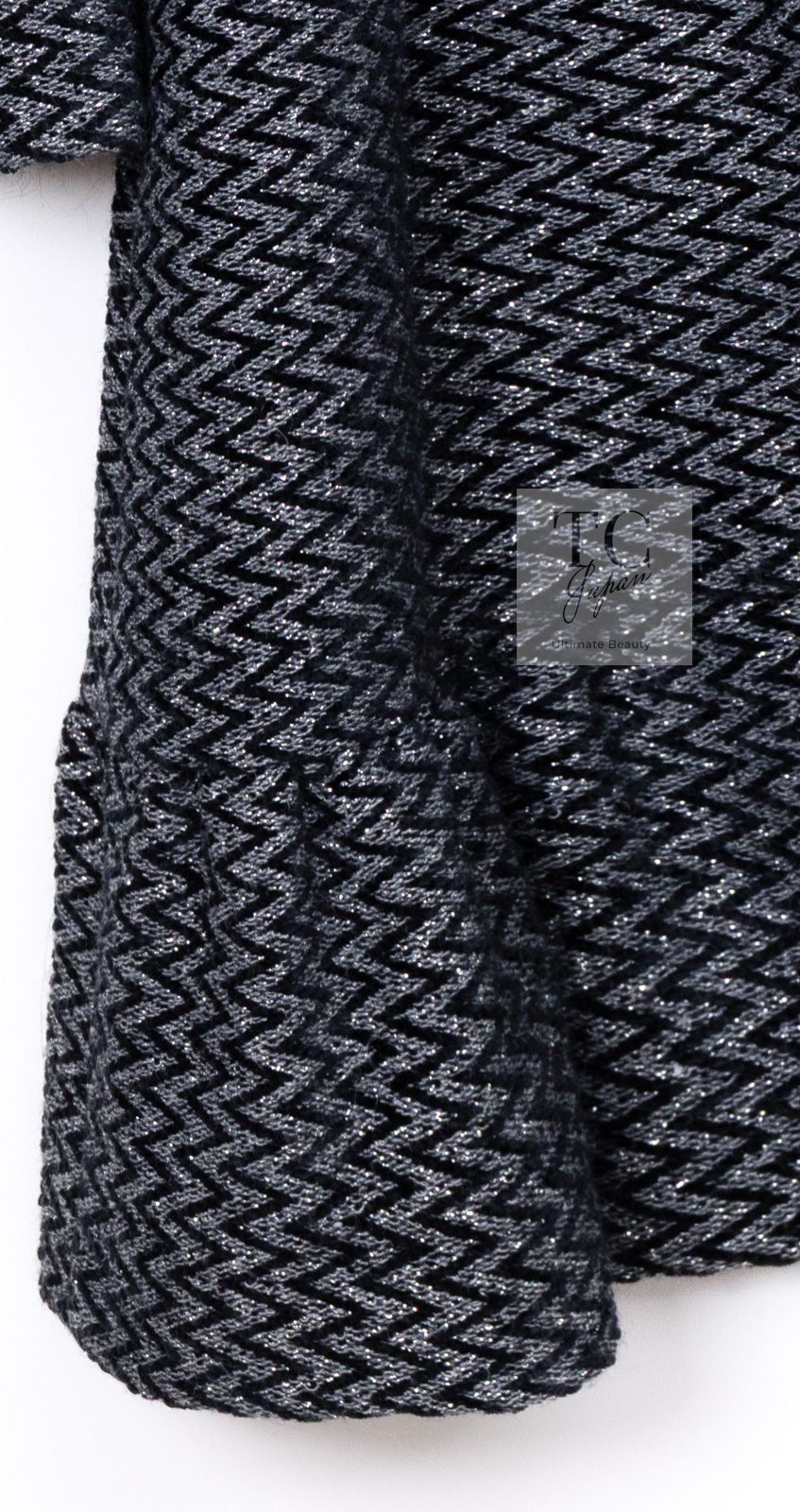 90万シャネル ワンピース コート CHANEL グレー ブラック メタリック ジッパー ツイード ランウェイ登場 カール ラガーフェルド 超 36 GULLKHAN_COM