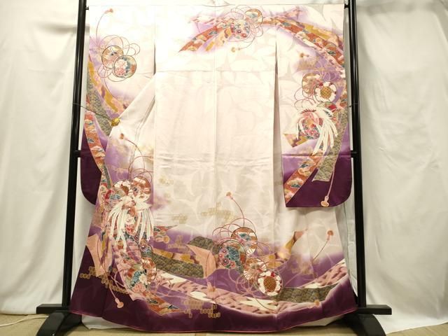 平和屋着物□豪華振袖 刺繍 鳳凰花文 暈し染め 金彩 正絹 逸品