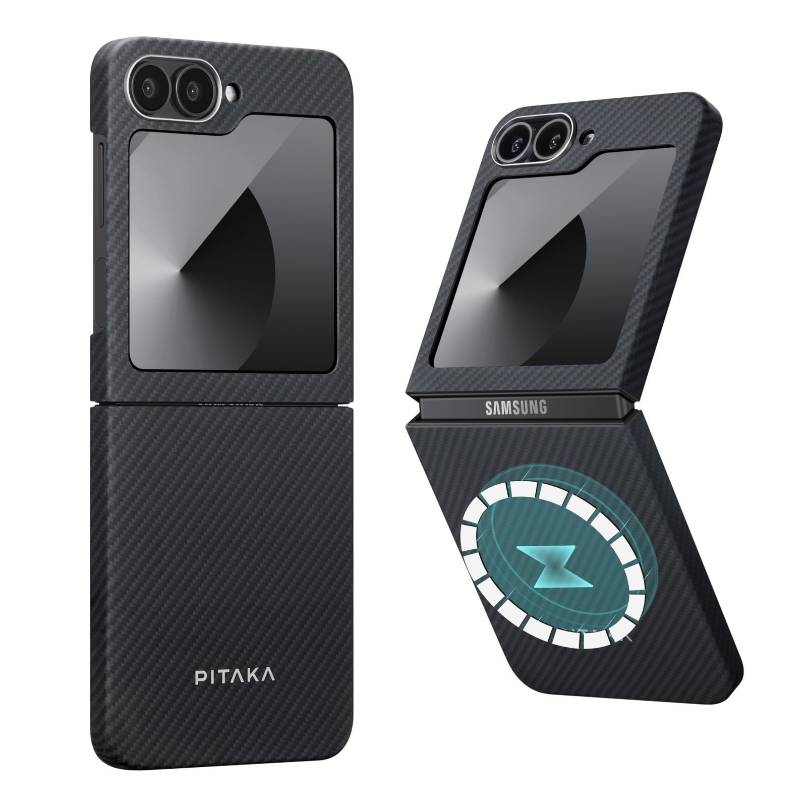 【極美品】PITAKA Galaxy flip6 ケース カーボン風の黒/グレー 【極美品】PITAKA Galaxy flip6 ケース カーボン風の黒/グレー