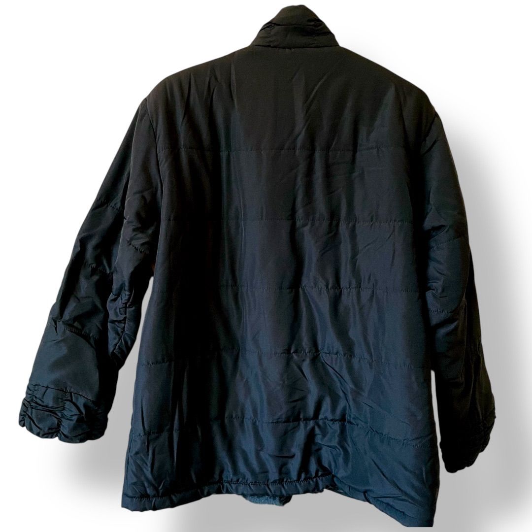 TS-107 Family ファー付コート 中綿 アウター M〜L ブラック 長袖 暖かい シンプル 冬 上着