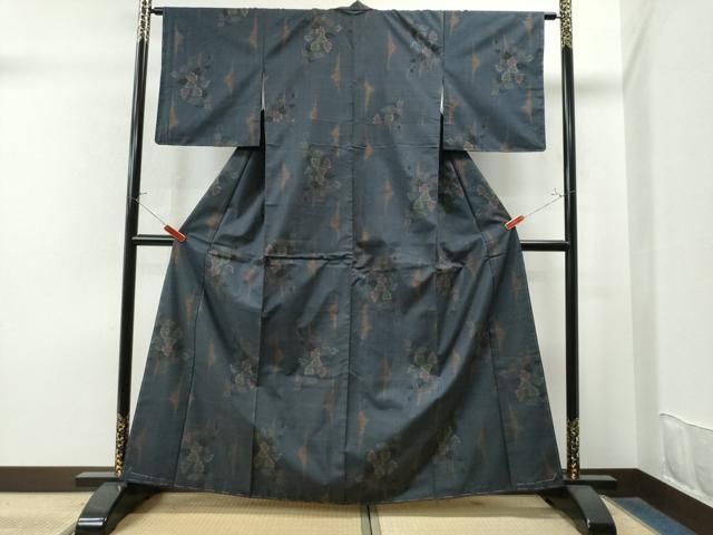 オーダー着物 平和屋着物○本場大島紬 7マルキ 霞蔦の葉文 正絹 逸品