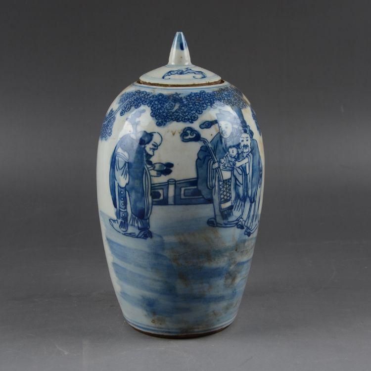 中国美術 青花三星冬瓜蓋缶 工芸品 美術品 置物 中国美術 青花三星冬瓜蓋缶 工芸品 美術品 置物 - メルカリ