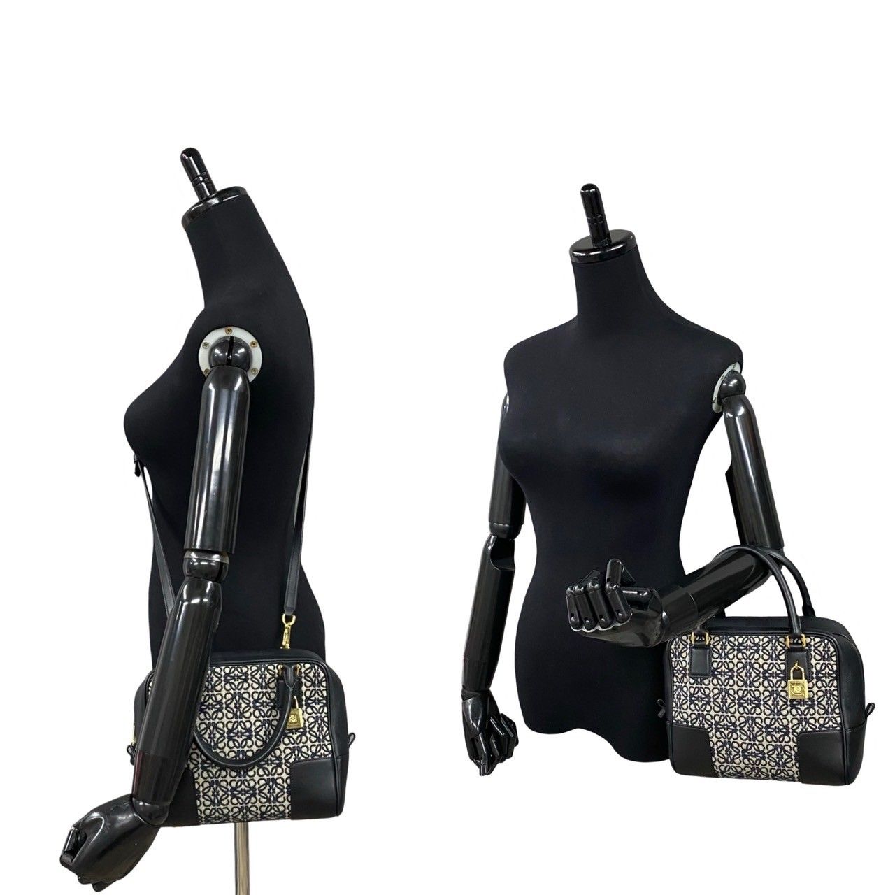 ほぼ未使用 袋付き LOEWE ロエベ アマソナ 19 アナグラム ジャガード レザー キャンバス 2way ショルダーバッグ ハンドバッグ 黒  18254 - メルカリ