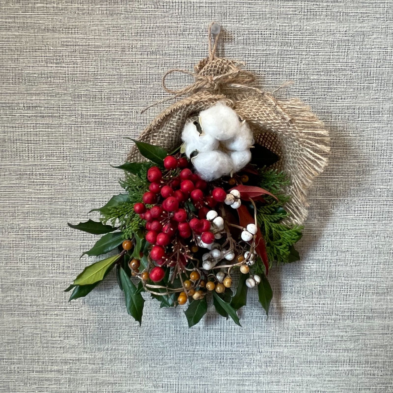 福飾り節分スワッグミモザ入り