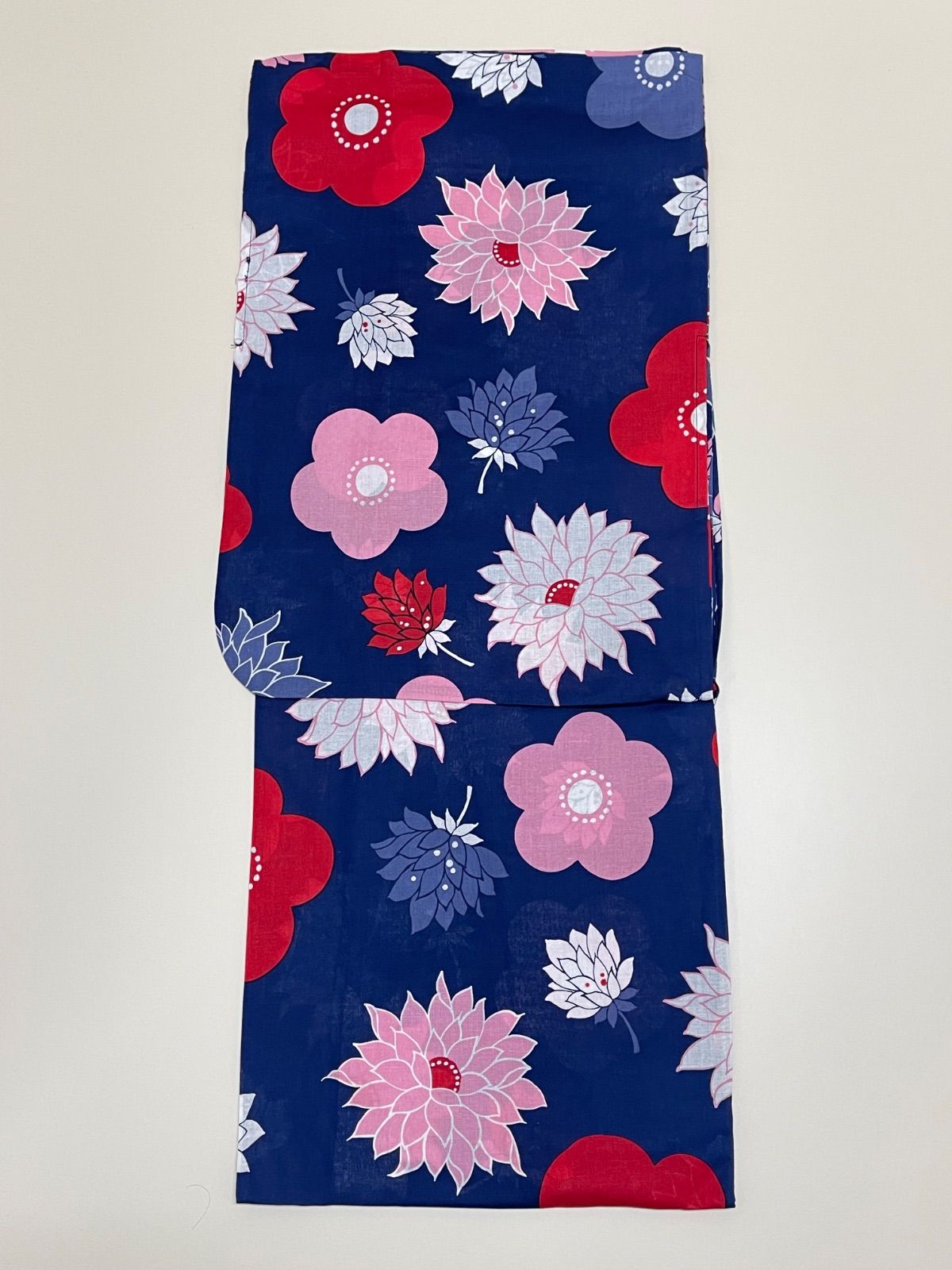 浴衣　有松鳴海絞り　鹿の子　花模様　花火　藍染　着物　063a d 浴衣有松鳴海絞り花模様楓鹿の子ネイビー着物034a d