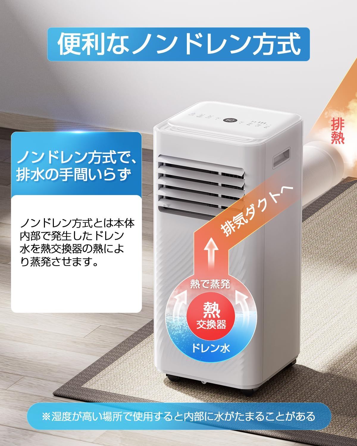 在庫処分】工事不要 スポットエアコン 2.34kW【2024年新進化】移動式エアコン 6-8畳 冷房 除湿 送風 家庭用 ノンドレン式  ポータブルクーラー 静音 小型 業務用 スポットクーラー 移動式クーラー 置き型エアコン ポータブルエアコン 窓パネル 排 - メルカリ