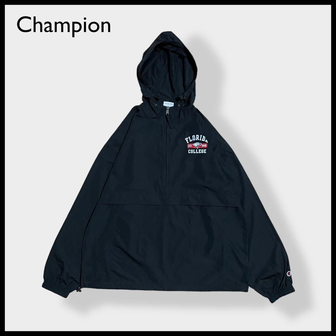 champion】アノラック パーカー プルオーバー ハーフジップ カレッジ