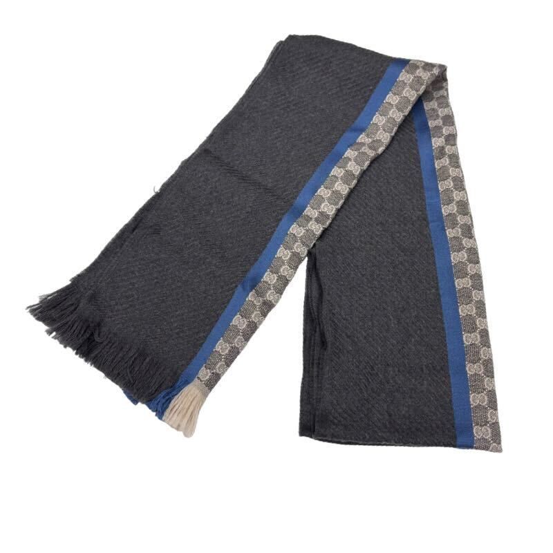 GUCCI グッチ ストール マフラー GG柄 ウール シルク 約190 cm メンズ