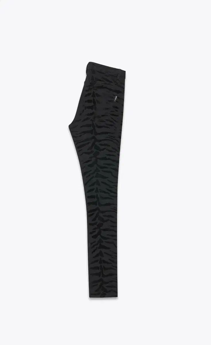 W ) サンローラン ゼブラ パターン スキニー デニム パンツ 黒