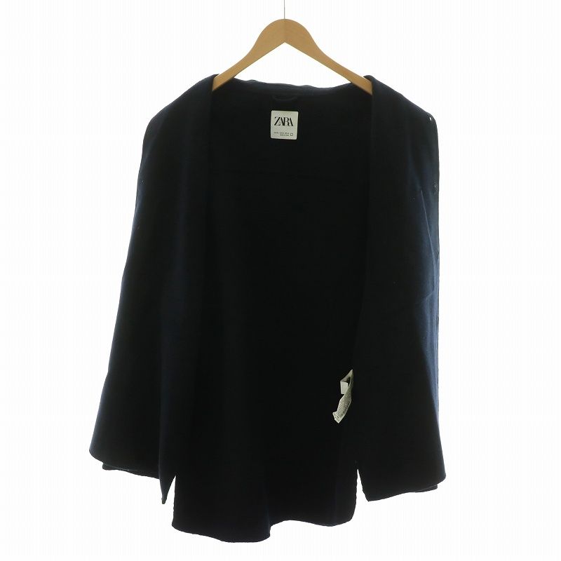 ZARA ザラ クロップドMANTECOウールコート M-L ブラック ピーコート