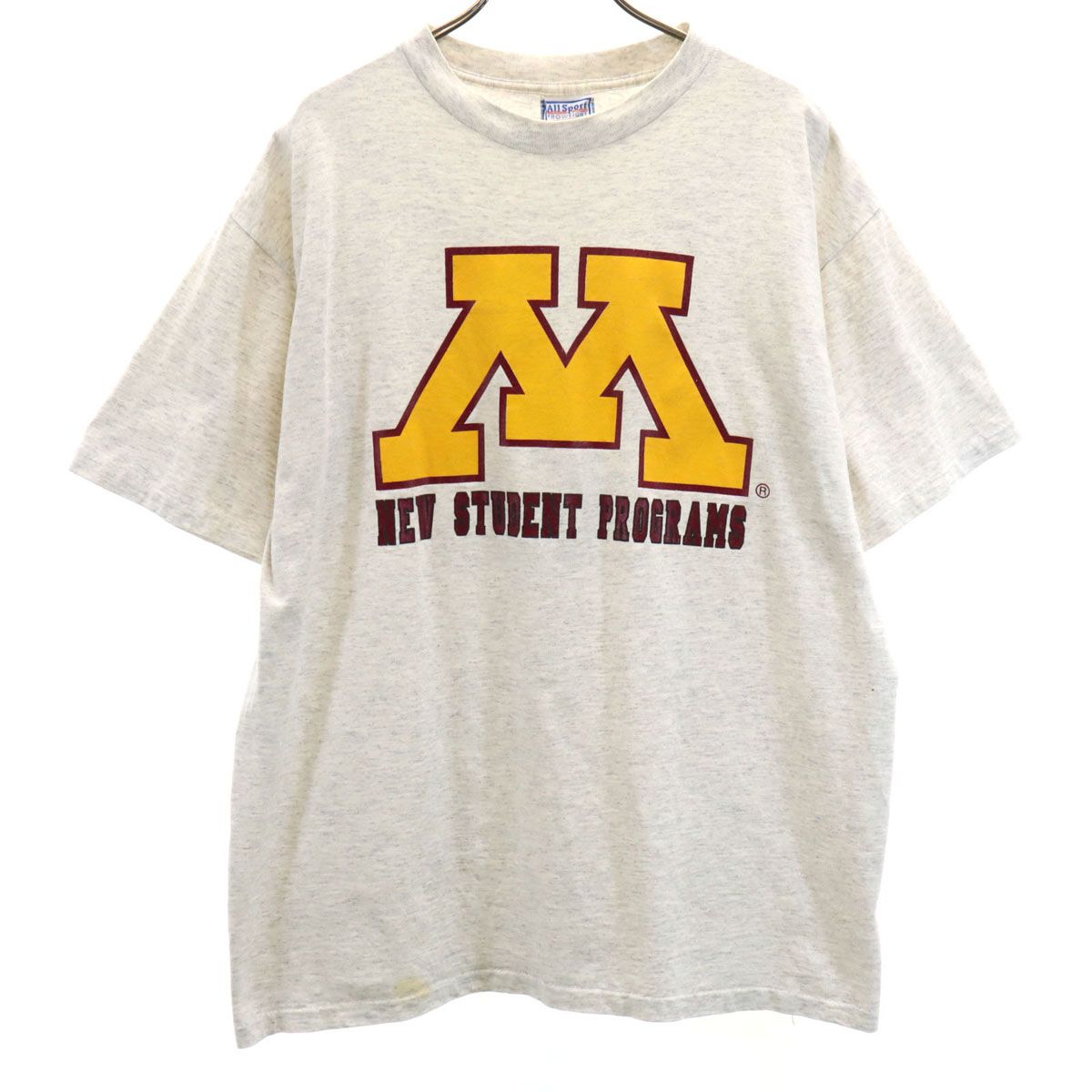 ALL SPORTS オールスポーツ 90s USA製 オールド ATu0026T 半袖 Tシャツ XL グレー シングルステッチ 企業モノ メンズ 古着