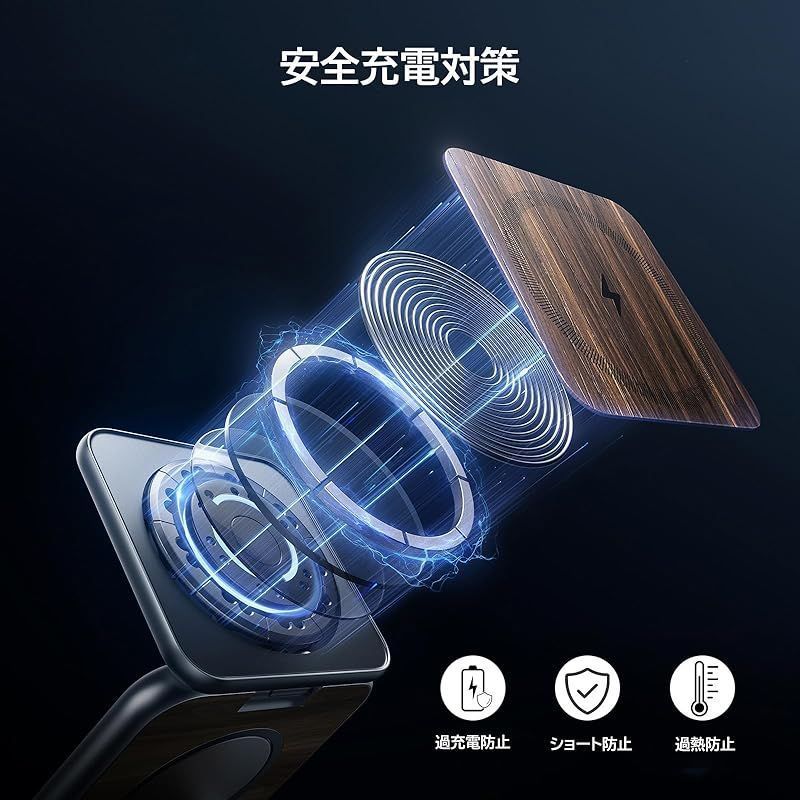 KUXIUX40ワイヤレス充電器3in1Mag-safeスタンド置くだけ充電iphone用ワイヤレス充電器折り畳みiPhone163台同時充電 5-15W出力