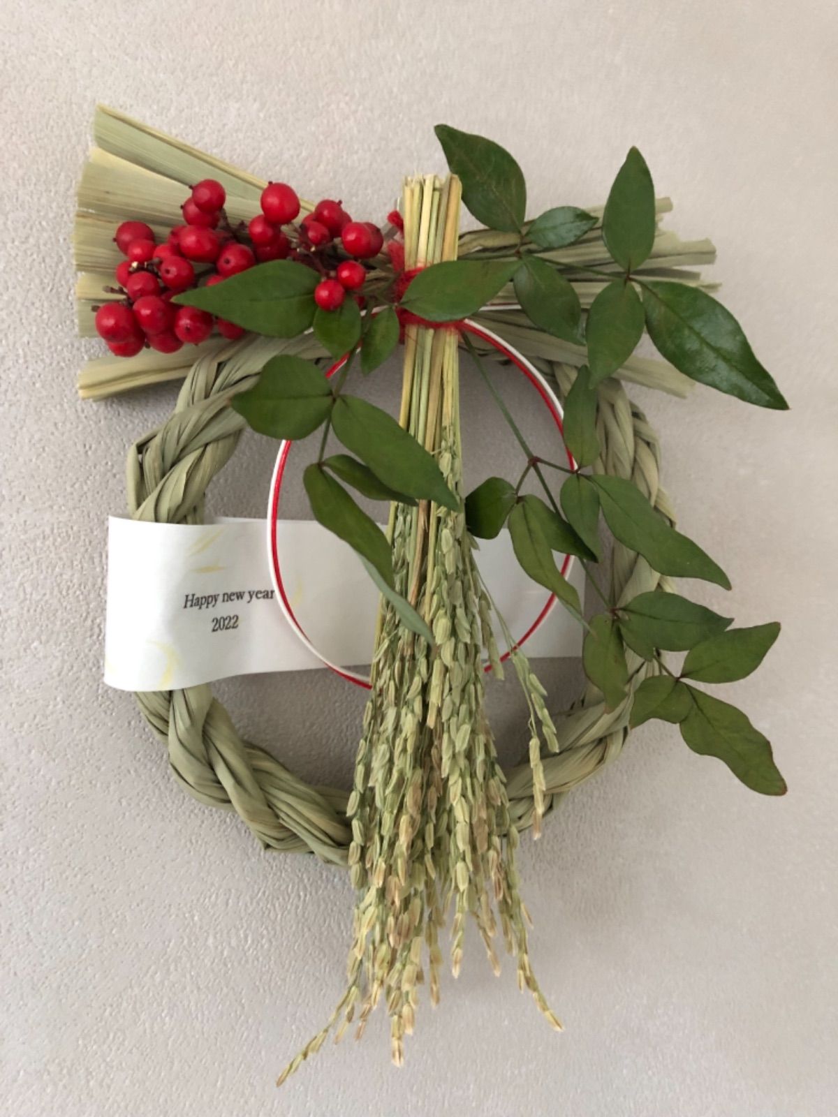 Happy new year 2025 古代米とグレビリアゴールドのお正月飾り Happy new year 2025 古代米とグレビリアゴールドのお正月飾り