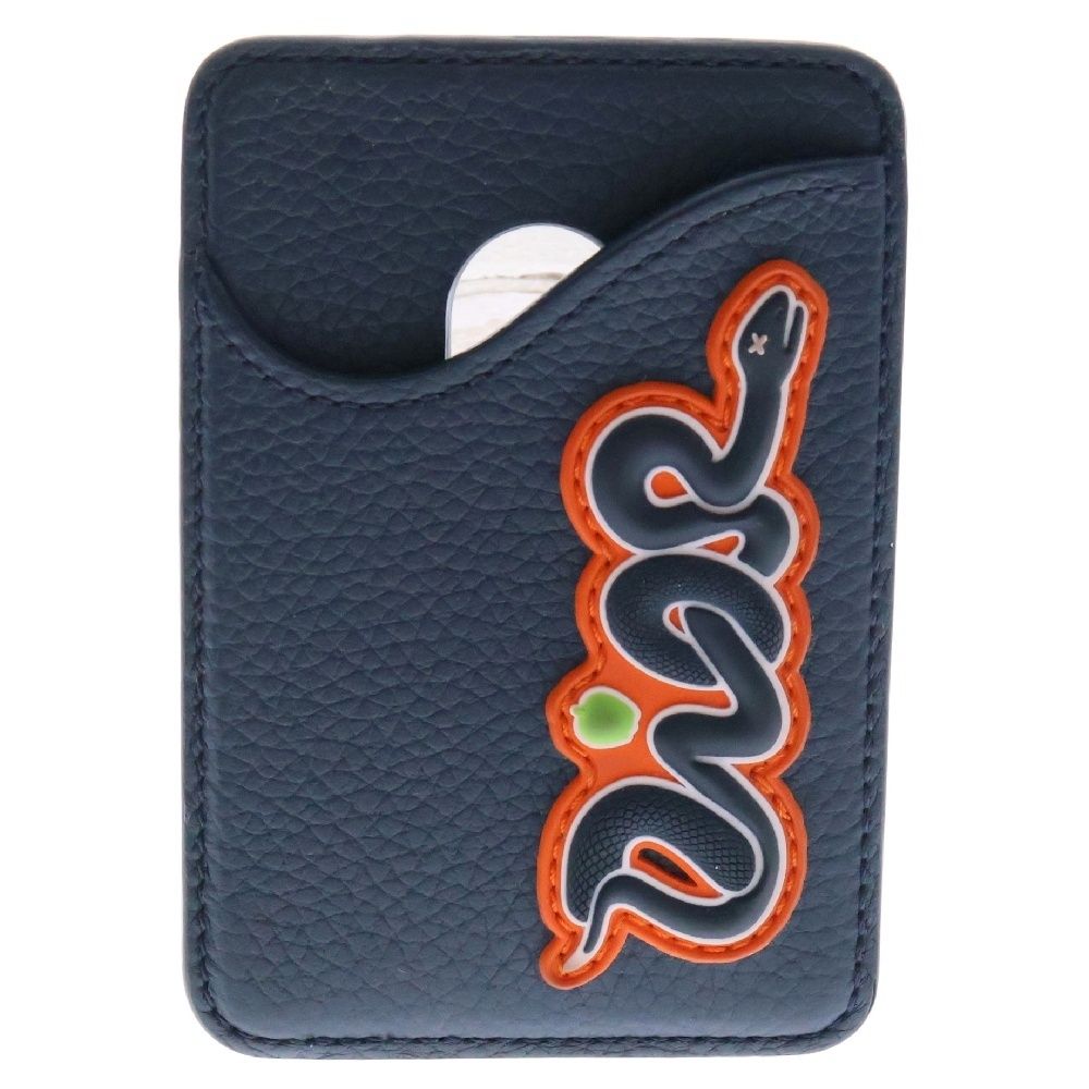 DIOR ディオール 25SS×KAWS Saddle Magnetic Card H er カウズ サドルマグネットカーフスキンカードホルダー ケース 2ADCH168OYY ネイビー