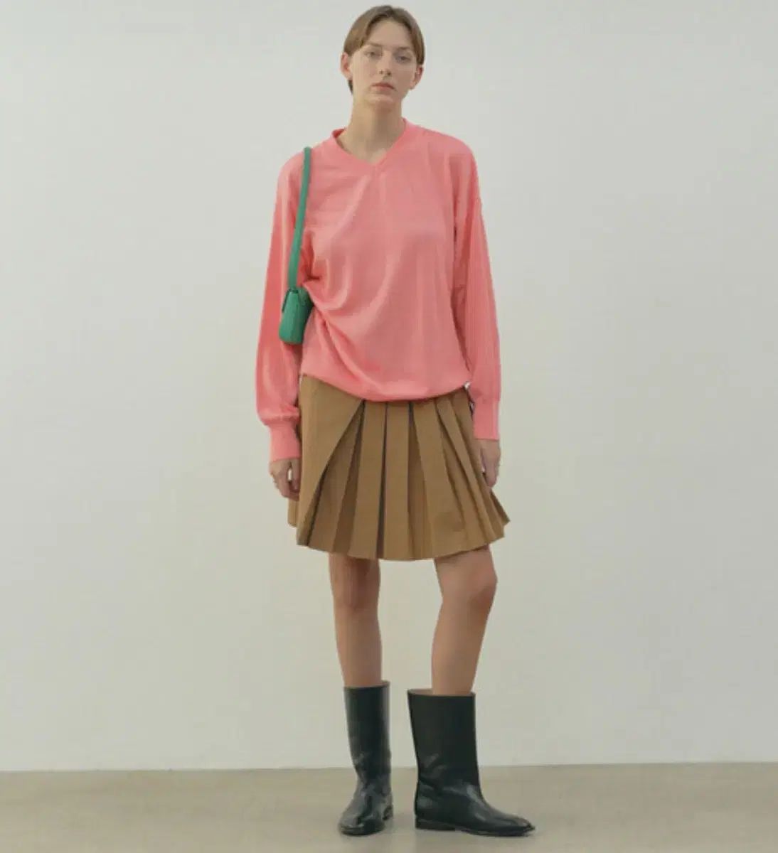 Ethos エートス ハーフプリーツスカート ラージ ベージュカラー