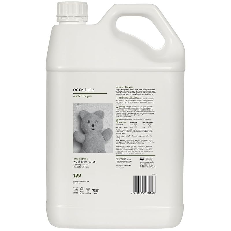 ecostore エコストア デリケート-ウールウォッシュ おしゃれ着用 5L 詰め替え おしゃれ着洗剤 洗濯洗剤 おしゃれ着 ウール用 中性洗剤 ユーカリの香り 1