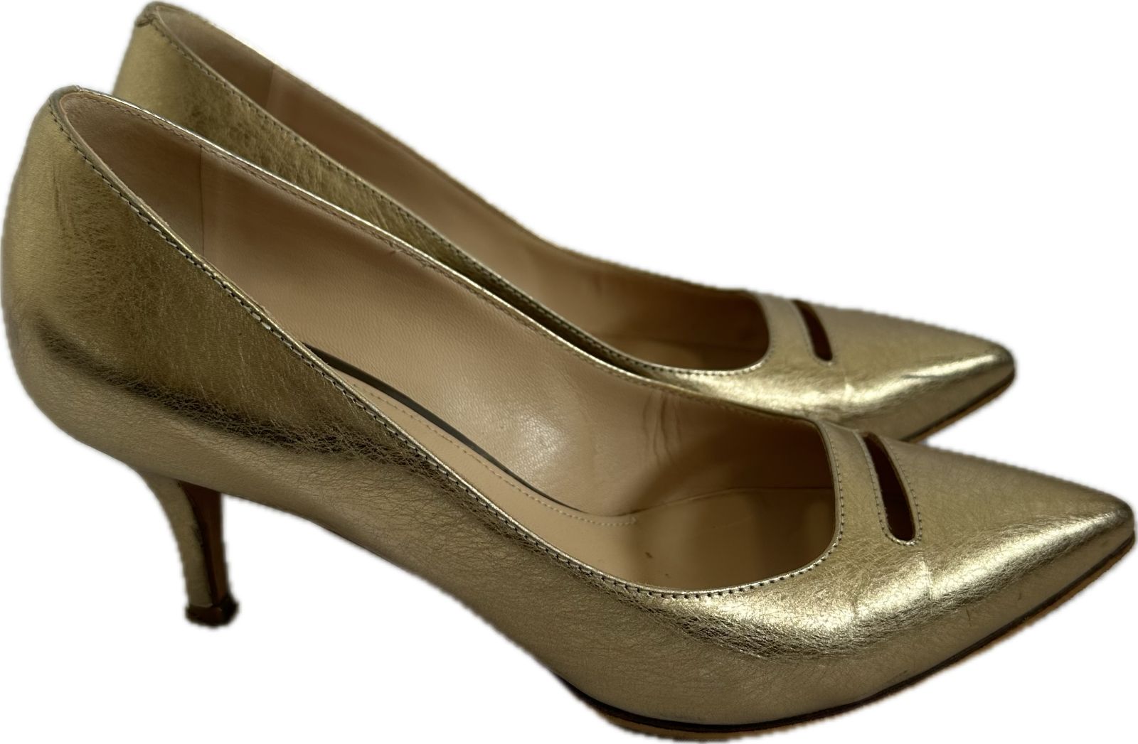 【美品】PELLICO パンプス 36.5 z1378 PELLICOペリーコ パンプス靴シューズ ゴールド レディース