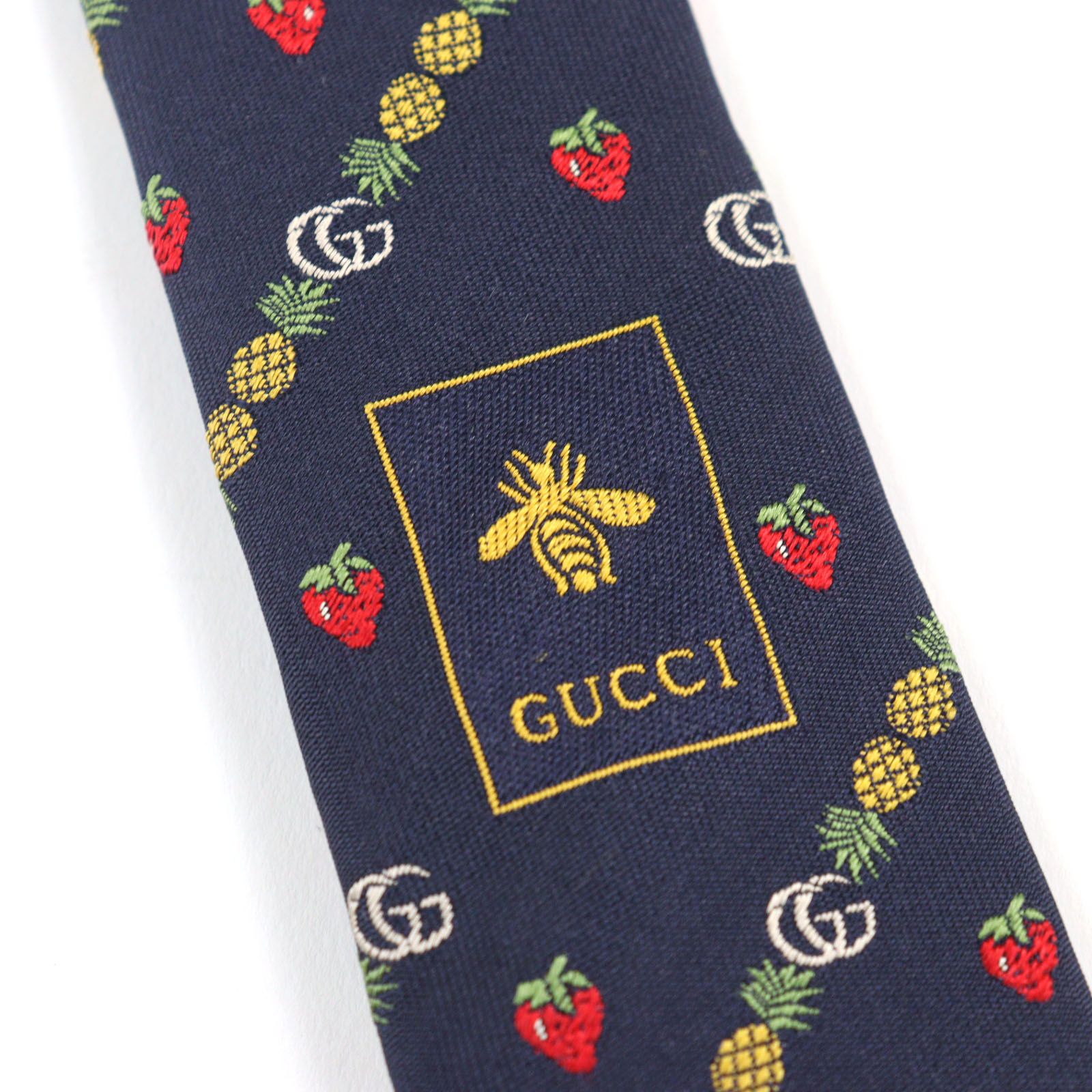 未使用品○GUCCI グッチ 20SS 597093 シルク100% GGロゴ ビー刺繍