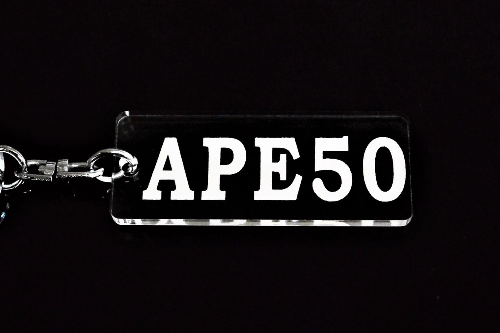 A-638 APE50 アクリル製 クリア 2重リング キーホルダー エイプ50 カスタム パーツ 外装 シート ミラー ハンドル 等のアクセサリーに パーツ