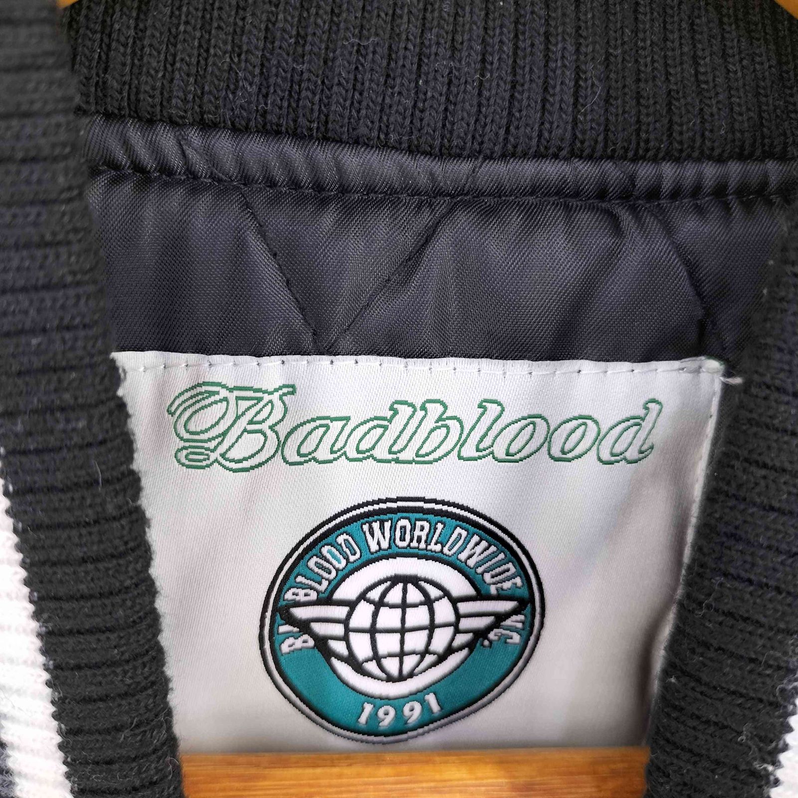 ボリーニ スタジアムジャケット 袖レザー black 本革 良好！ ボリーニ