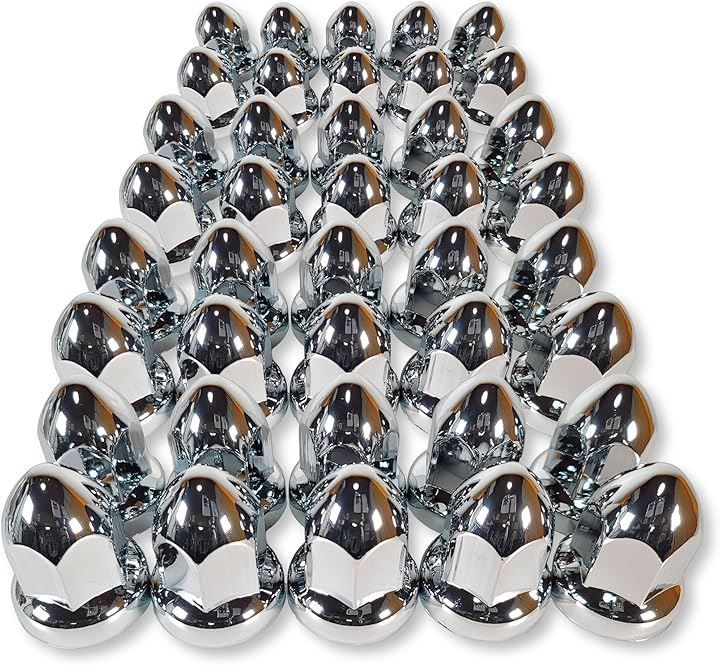 MTP - Style トンガリ ナットキャップ 33mm H60 ISO クロームメッキ ドレスアップ アメリカン ユーロ カスタム トラック ダンプ 汎用品 デコト 40個セット 予備