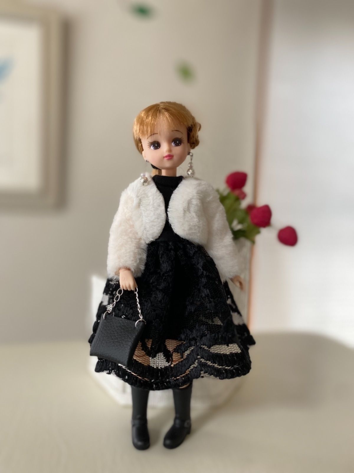 再販しました❣️リカちゃんハンドメイド服 黒レーススカートコーデ5点