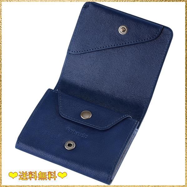 ブルー [ファブリツィオ] 財布 メンズ レディース 2つ折り 小銭入れ  