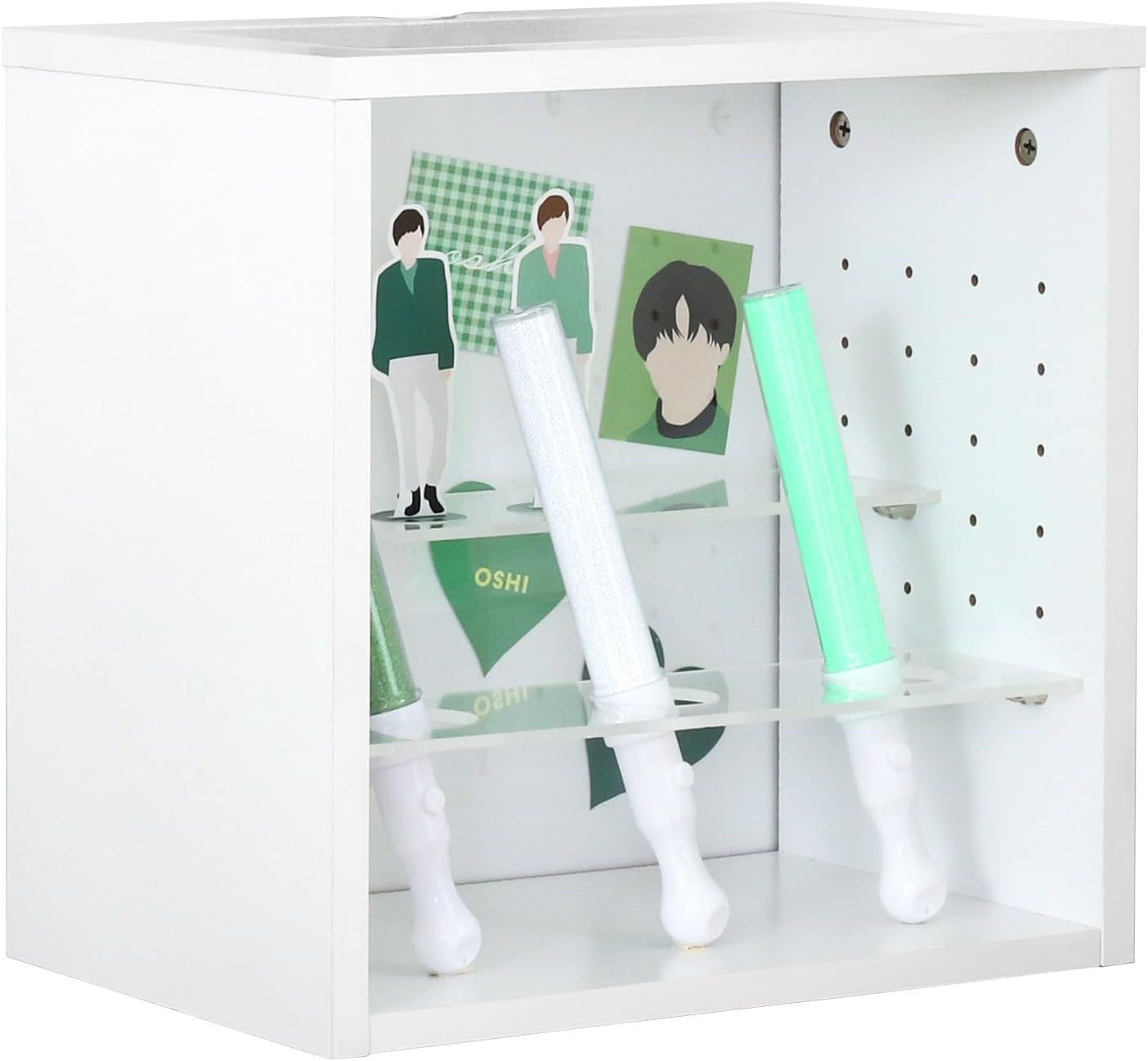 不二貿易 推し活ボックス カラーボックス 1段 幅36.6×奥行25×高さ36.6cm ホワイト 推し活 収納 キューブボックス ペンライトスタンド うちわ収納 19240