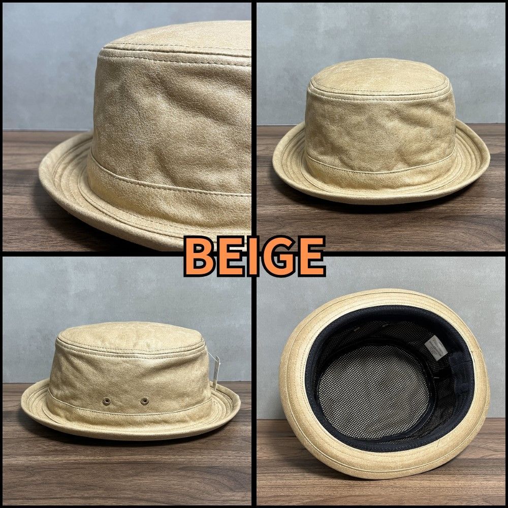 クラックレザー ポークパイハット 帽子 ユニセックス アメカジ