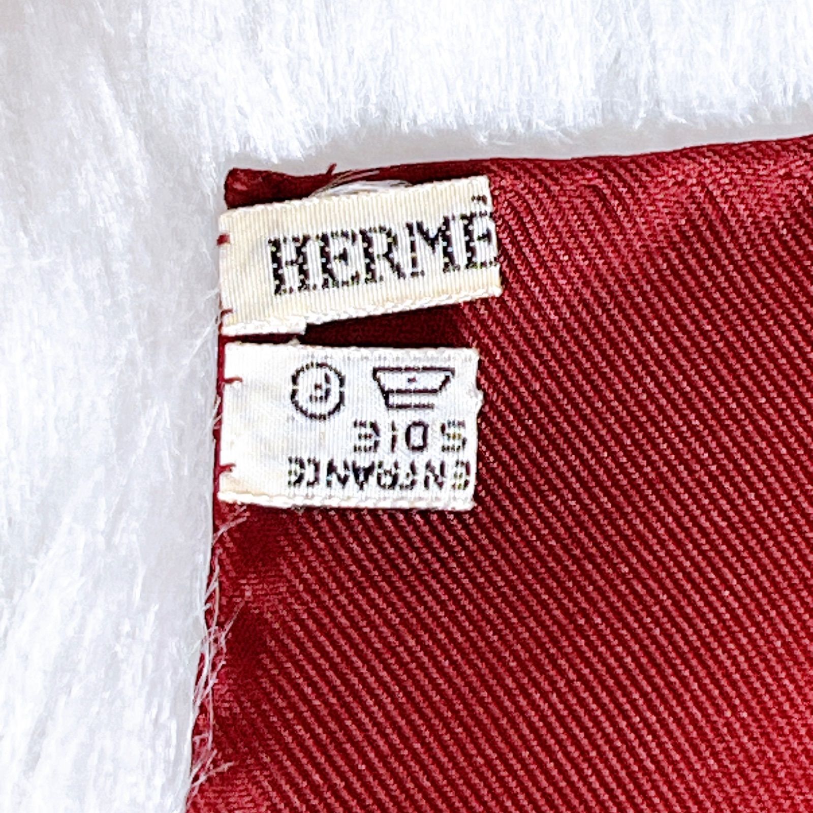 HERMES エルメス カレ90 シルク100% スカーフ 花柄 ボルドー