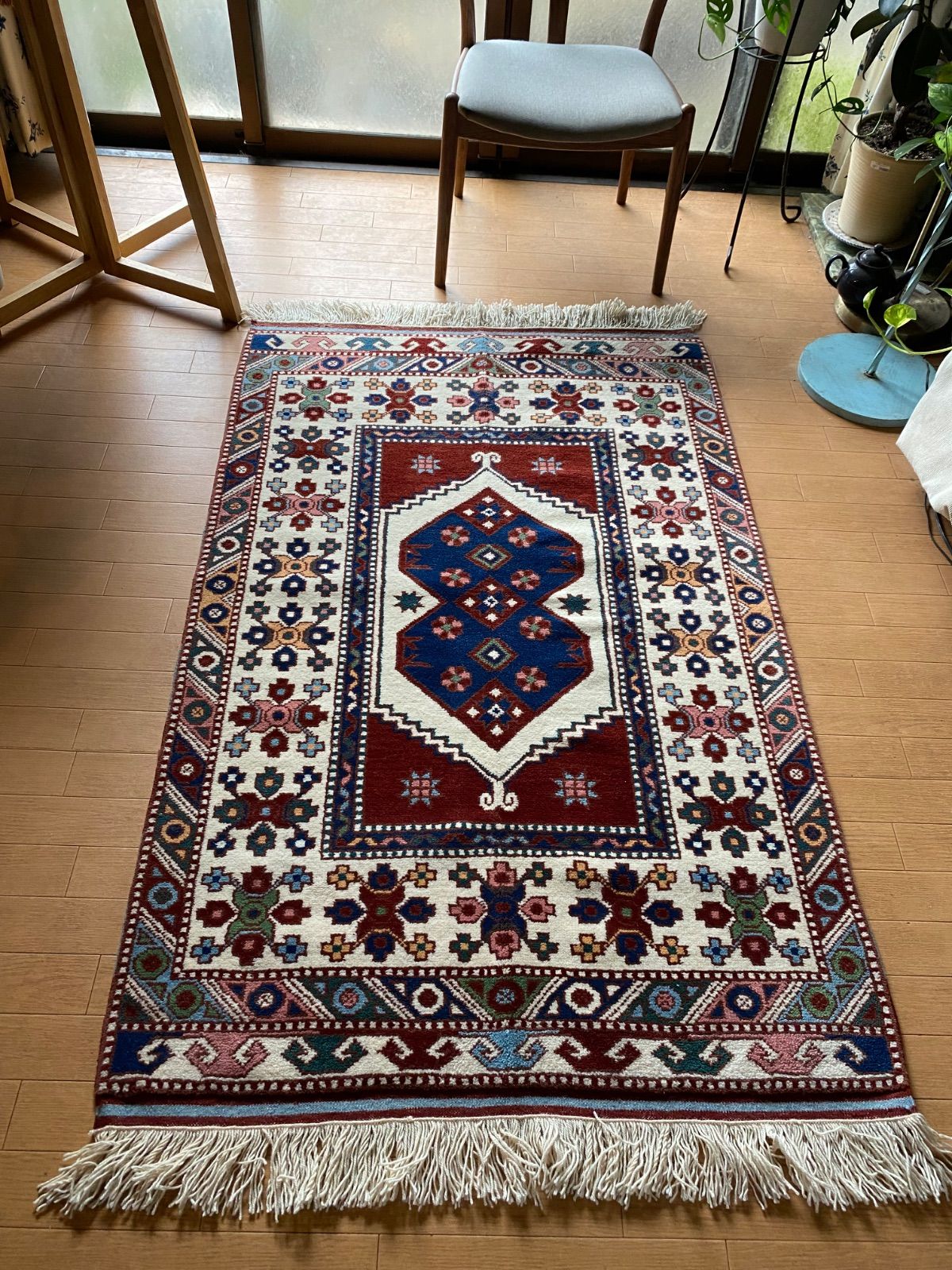 Y2930 インド絨毯 カシミール シルク 手織り90万ノットやや傷や汚れ