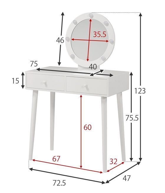 LEDライト付 ドレッサー